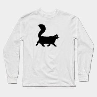 Black Cat with Long Fluffy Tail Long Sleeve T-Shirt